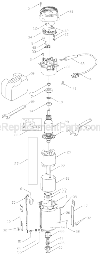 Page A Diagram and Parts List for 892 Type 1 Porter Cable Router